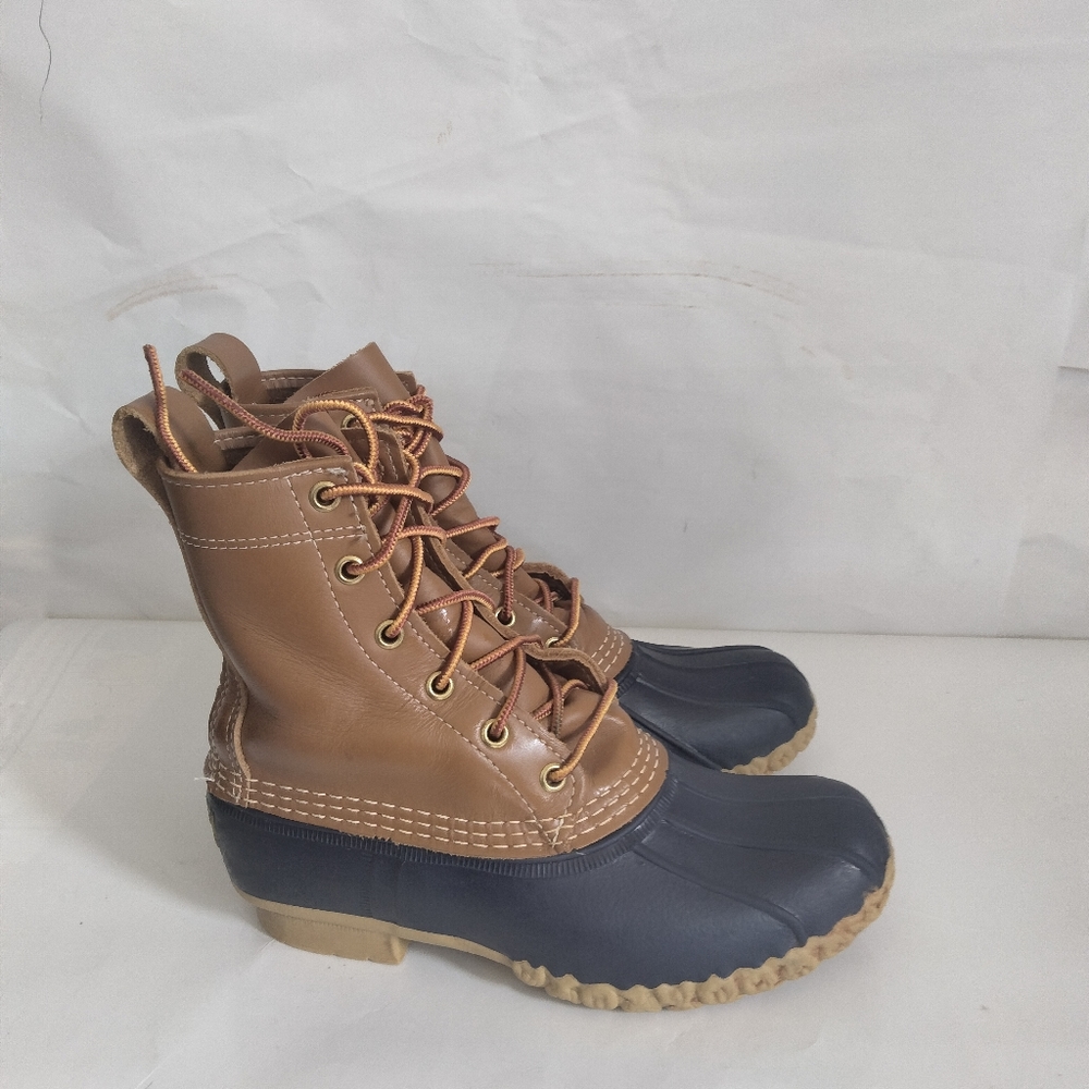 L.L. Bean Brown and Blue Bean Rubber Boots 7-7.5